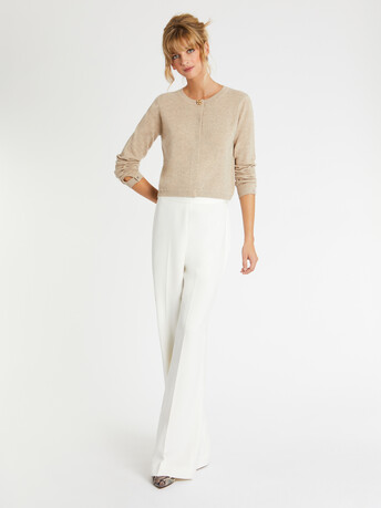 Cashmere cardigan with ornate button - Sand