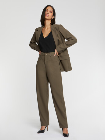 Pantalon carotte en maille Milano - Kaki