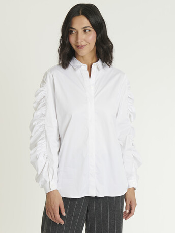Chemise en popeline satinée - Blanc