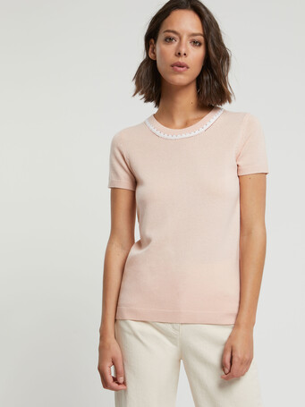 Wool and cashmere sweater - Poudre / blanc casse
