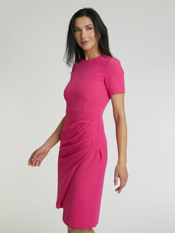 Robe en crêpe envers satin - Rose shocking