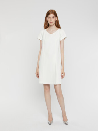 Satin-back crepe dress - Off white
