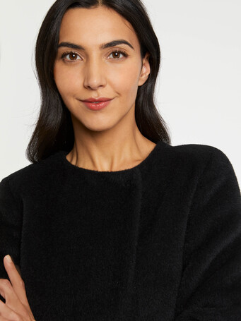 Manteau mi-long en alpaga - Noir