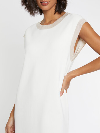 Lurex- and Milano-knit shift dress - Off white