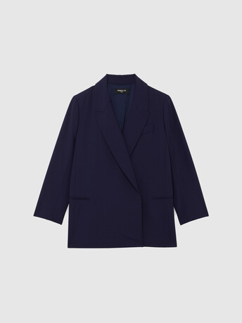 Double-breasted fine-wool jacket - Indigo