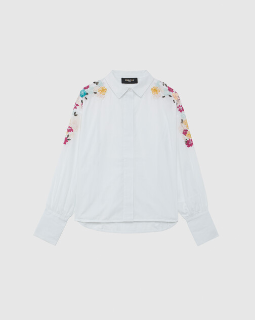 Chemise brodée en popeline de coton