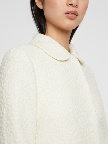 Peter-Pan collar jacquard wool coat - Off white