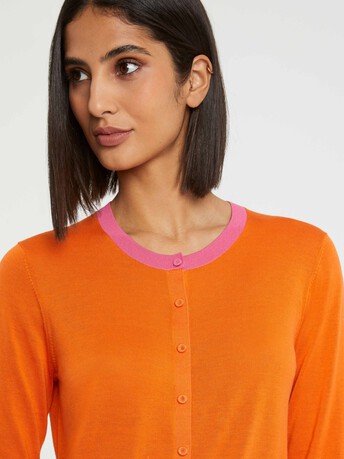 Cardigan en soie mélangée - Mandarine/ bubble gum