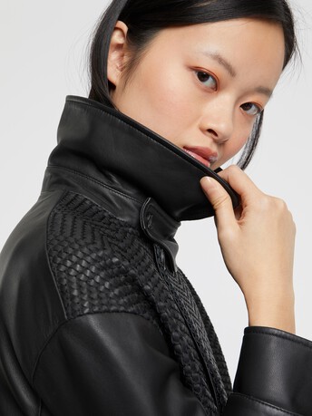 Woven leather jacket - Noir