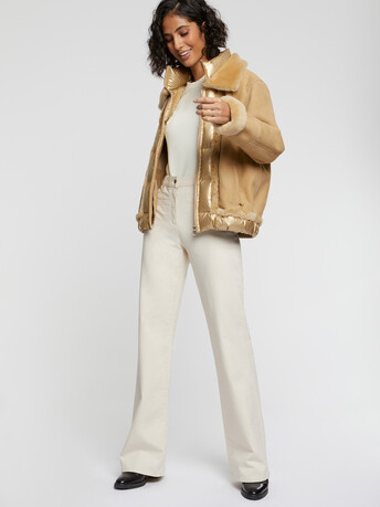 Blouson en peau lainée - Sable