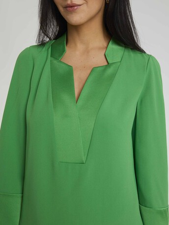 Blouse en crêpe enver satin - Vert