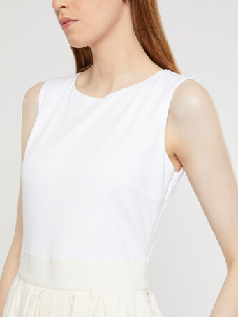 Trompe-l'oeil swiss-dot jacquard dress - Off white
