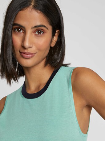 Silk tank top - Menthe/ marine