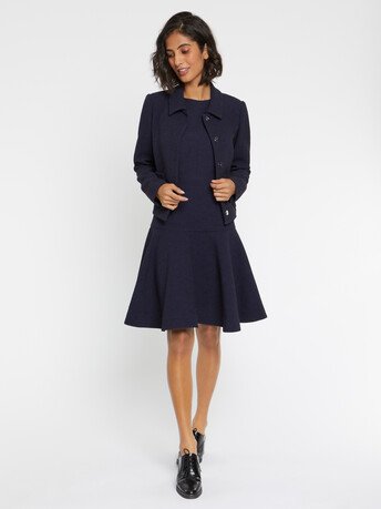 Veste courte en jacquard de laine - Marine