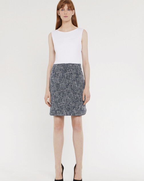 Robe courte trompe-l?œil en tweed et coton