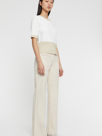 Pull manches courtes en maille Milano et lurex - Blanc casse