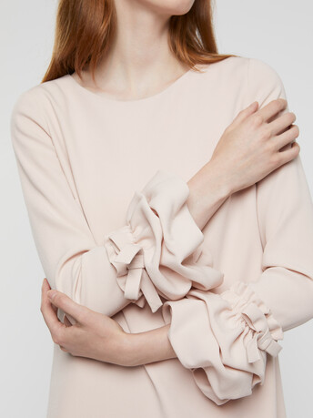 Robe en crêpe envers satin - Poudre
