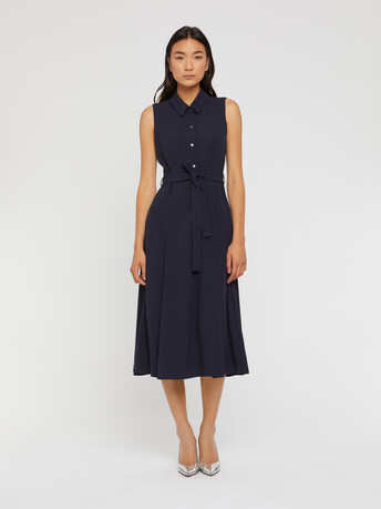 Satin-back crepe dress - Navy blue