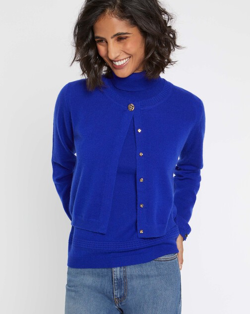 Cardigan à bouton bijou en cachemire