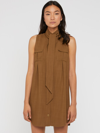 Robe courte sans manches en viscose - Havane