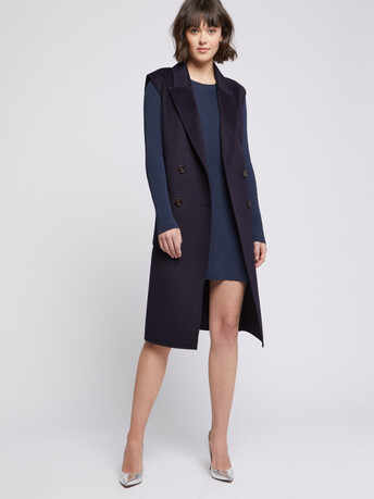 Manteau sans manches en laine et cachemire - Marine