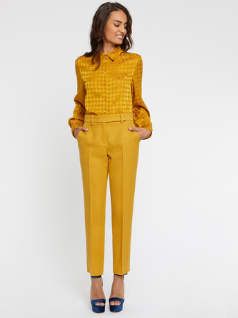 Pantalon cigarette en laine - Ocre