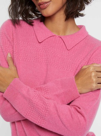 Pull polo en cachemire - Bubble gum