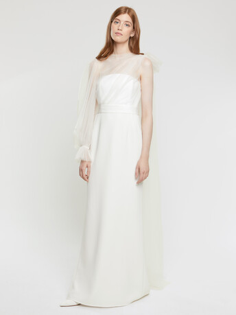 Satin-back crepe gown - Off white