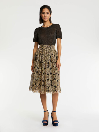 WOVEN SKIRT - Noir / gold