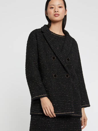 Manteau bijou en tweed - Noir