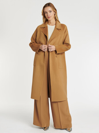 Manteau long double face en laine et cachemire - Caramel