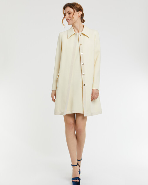 Manteau mi-long en laine et ruban