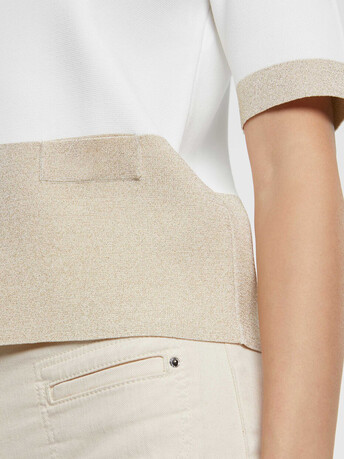 Pull manches courtes en maille Milano et lurex - Blanc casse