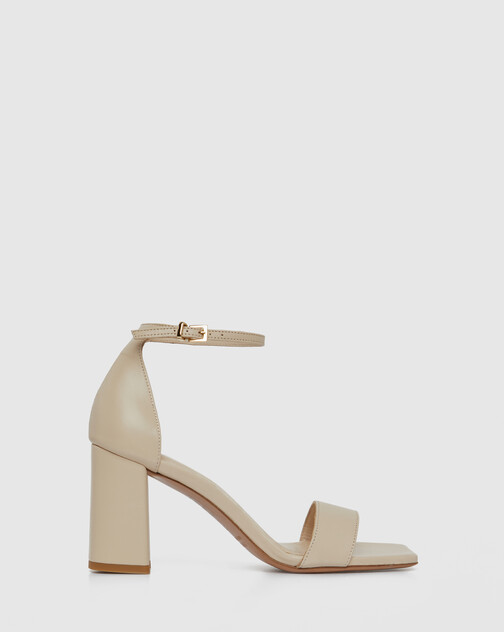 Sandales à talon en cuir lisse