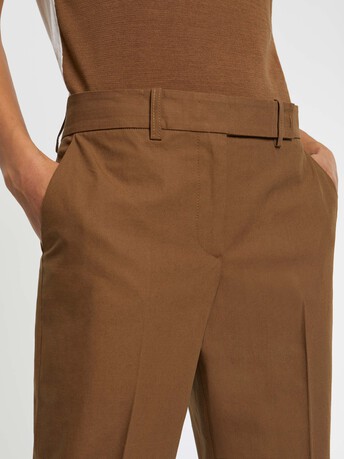 Pantalon cigarette en gabardine de coton - Havane