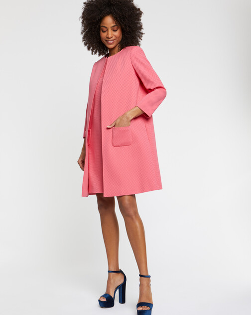 Manteau mi-long en jacquard plumetis