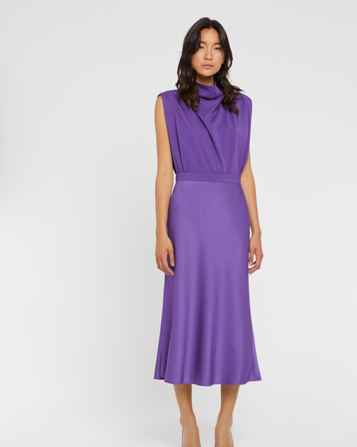 Jupe midi en crêpe envers satin