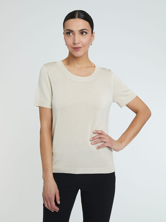 PULL EN VISCOSE LUREX - Blanc casse