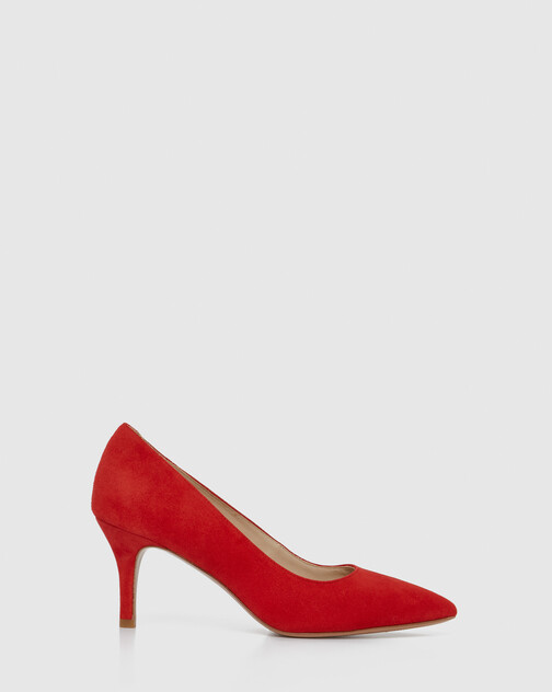 Escarpin à petit talon en cuir velours