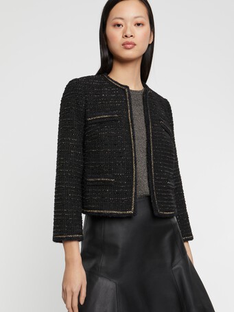 Lurex-tweed cropped jacket - Noir