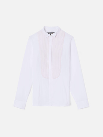 Stretch cotton poplin shirt - White