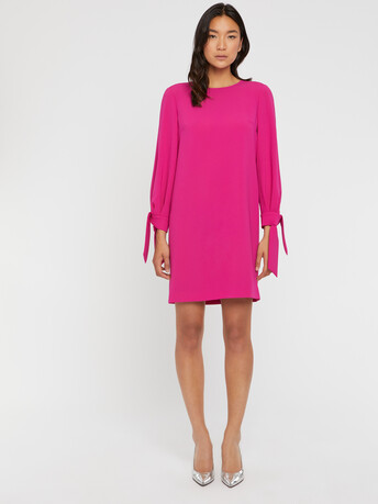 Robe droite à nœuds en crêpe envers satin - Fuchsia