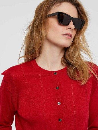 Wool and lurex cropped cardigan - Hibiscus