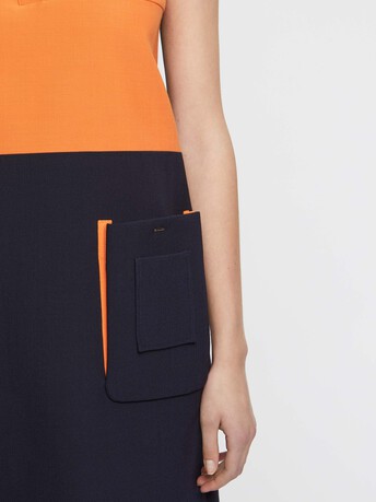 Robe trapèze à poches - Marine /mandarine