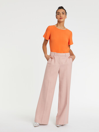 Short-sleeve crepe top - Tangerine