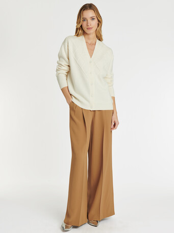 Cardigan en laine et cachemire - Blanc casse