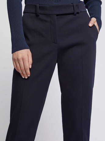 Stretch-tricotine cigarette pants - Navy blue