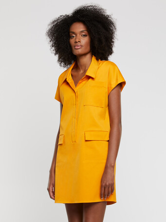 Mini robe chemise en satin de coton - Curcuma