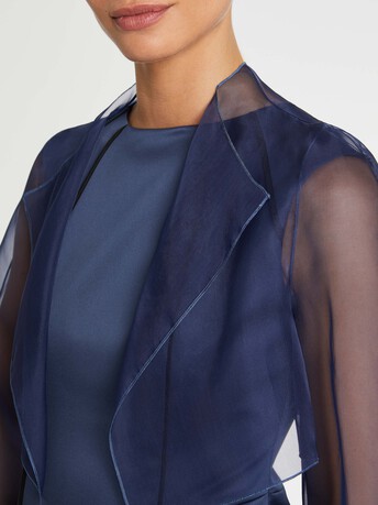 Boléro en organza de soie - Marine