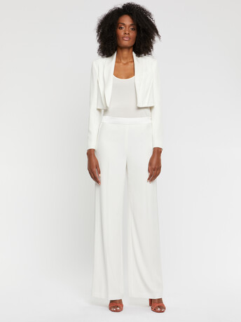 Pantalon ample en crêpe envers satin - Blanc casse